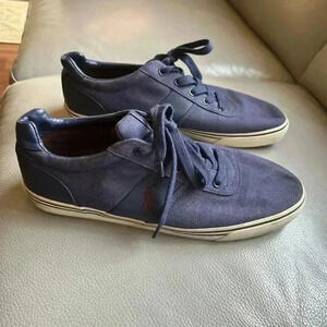 Polo Ralph Lauren Hanford Mens Canvas Sneakers Navy Lace Up Pony Logo Size 12D